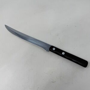 Vintage Ka-Bar Carbon Chrome Slicing Knife 8 Inch Blade Brown‎ Handle